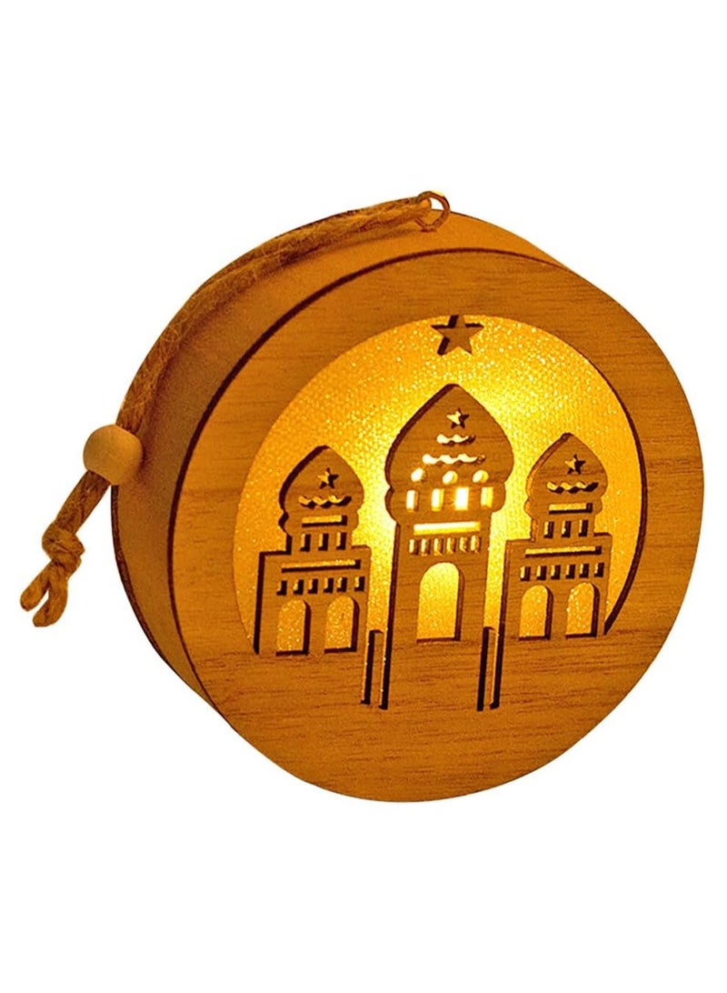 LOOPITYS Eid al Fitr handicraft lamp, a separate style, door hanging decoration Ramadan Mubarak lamp handmade wooden star LED lamp decoration Eid al Fitr decoration Muslim gift Islamic wall table decoration Ramadan gift (prayer) - Image 1