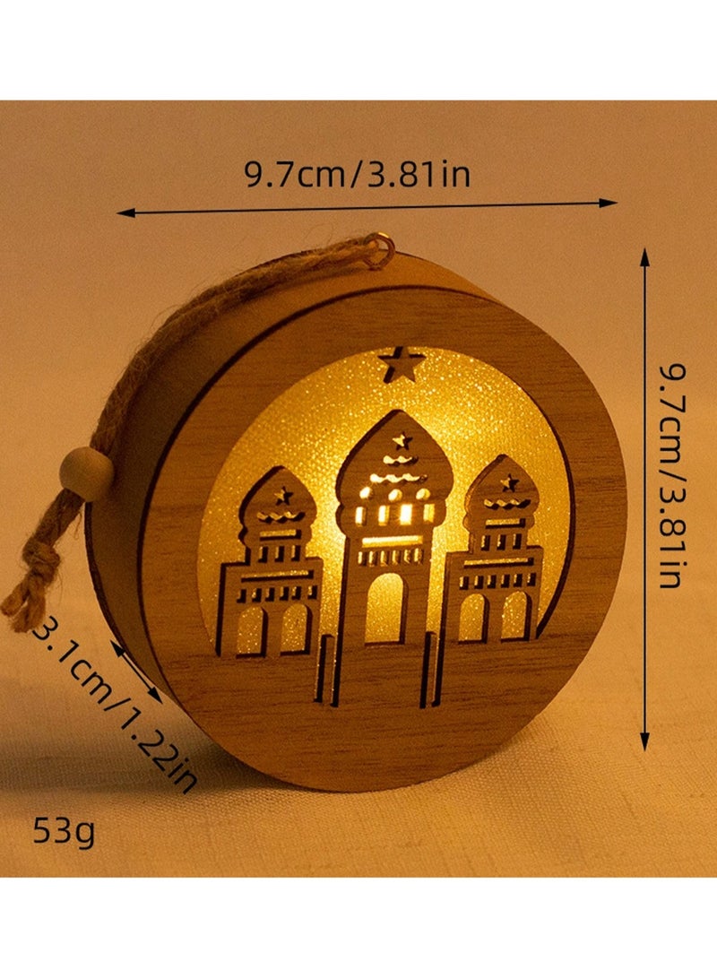 LOOPITYS Eid al Fitr handicraft lamp, a separate style, door hanging decoration Ramadan Mubarak lamp handmade wooden star LED lamp decoration Eid al Fitr decoration Muslim gift Islamic wall table decoration Ramadan gift (prayer) - Image 3
