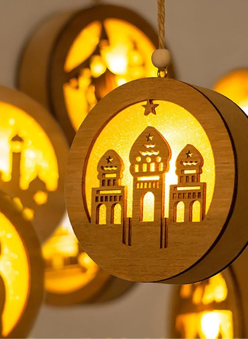 LOOPITYS Eid al Fitr handicraft lamp, a separate style, door hanging decoration Ramadan Mubarak lamp handmade wooden star LED lamp decoration Eid al Fitr decoration Muslim gift Islamic wall table decoration Ramadan gift (prayer) - Image 4
