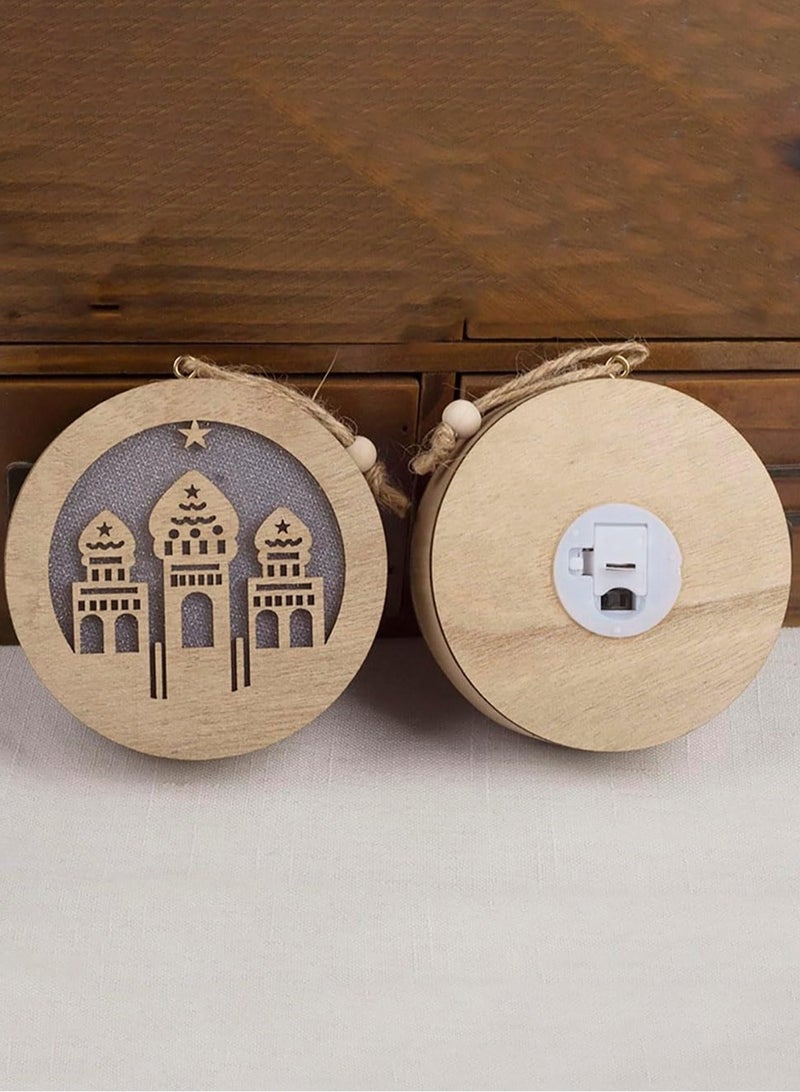 LOOPITYS Eid al Fitr handicraft lamp, a separate style, door hanging decoration Ramadan Mubarak lamp handmade wooden star LED lamp decoration Eid al Fitr decoration Muslim gift Islamic wall table decoration Ramadan gift (prayer) - Image 5