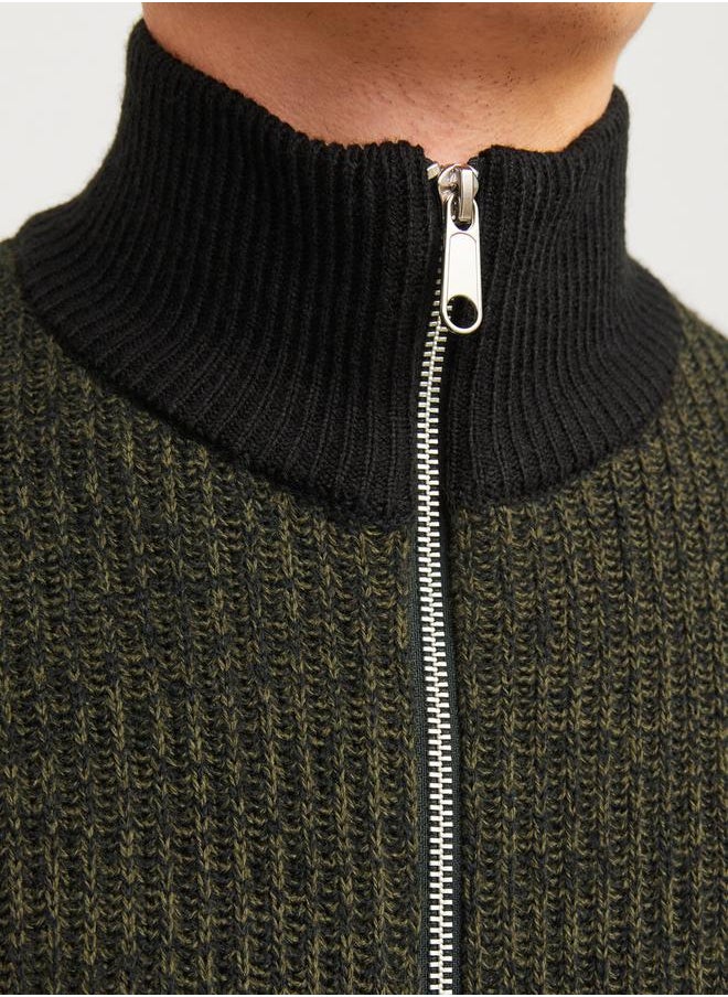 JJ Rebel by Jack and Jones High Neck Full Zip Knitted Cardigan  - Image 5
