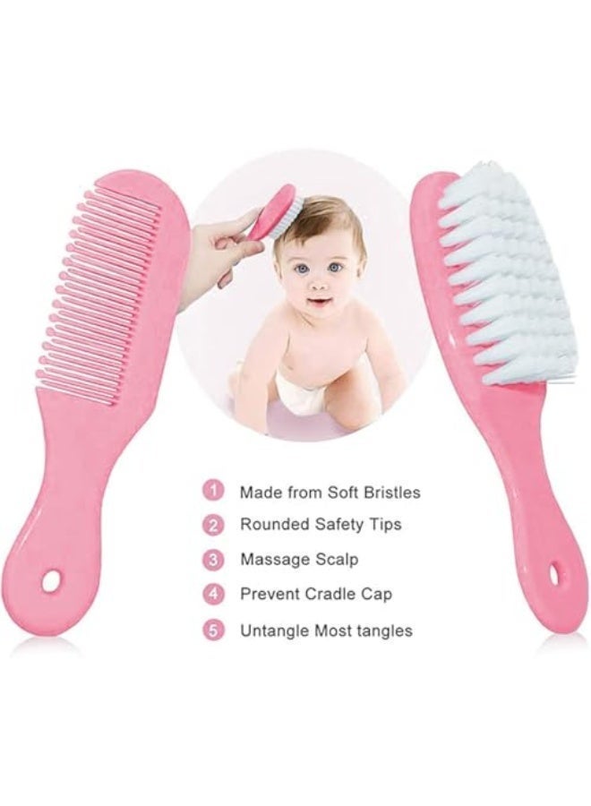 HPMY 8 in 1 Baby Grooming Kit,Baby Hair Brush/Nail Clipper/Nose Cleaner/Finger Toothbrush/Nail Scissors/Manicure Kit,Baby Care Grooming Kit,Baby Daily Grooming Kit,Baby Essentials Kit for Newborn Girls Boys (Pink Baby Grooming kit) - Image 3