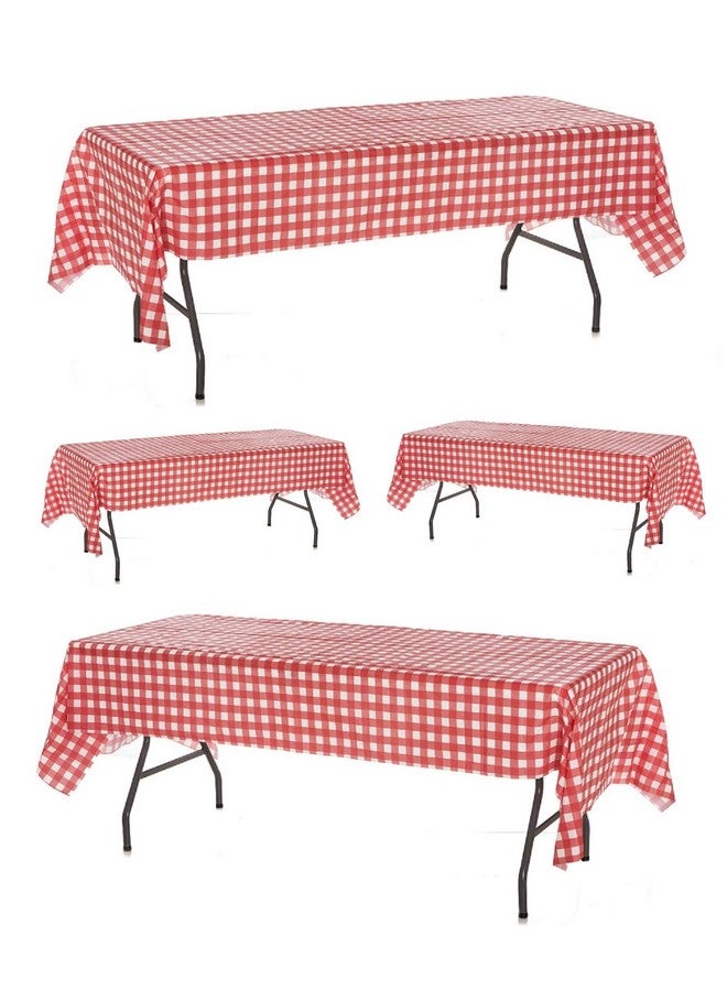 أوجامي مجموعة أوجامي من 4 مفارش طاولة بلاستيكية مربعة باللونين الأحمر والأبيض - عبوة من 4 قطع - أغطية طاولات النزهة - Image 1
