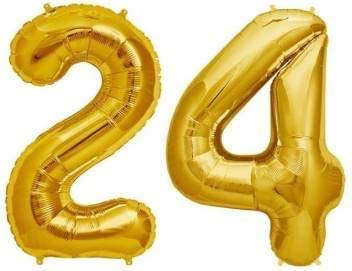 Balloonistics Masti Zone Gold Number 24 Twenty Four 16" Foil Balloon For Kids Birthday Theme Party Decoration (Gold Number 24) - Image 1