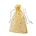 GBSTORE 100 Pcs Champagne Eyelash Organza Drawstring Pouches Jewelry Party Wedding Favor Gift Bags Gold Color Perfect Lace - Image 1