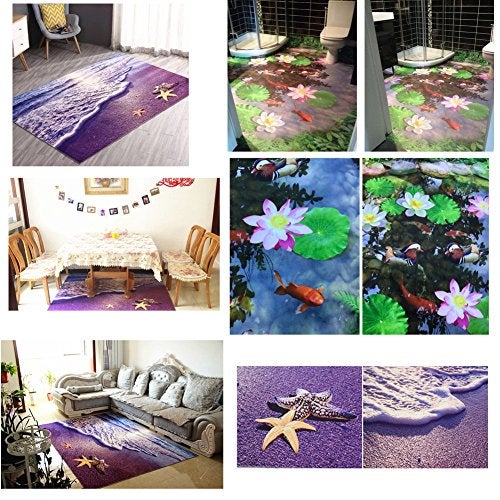 ZaH Thin Area Rug Non-Slip Doormat Carpet Printing Rug for Living Room, Bedroom, Kitchen, Bathroom (2x3-19.7"x31.5", Wave) - Image 5
