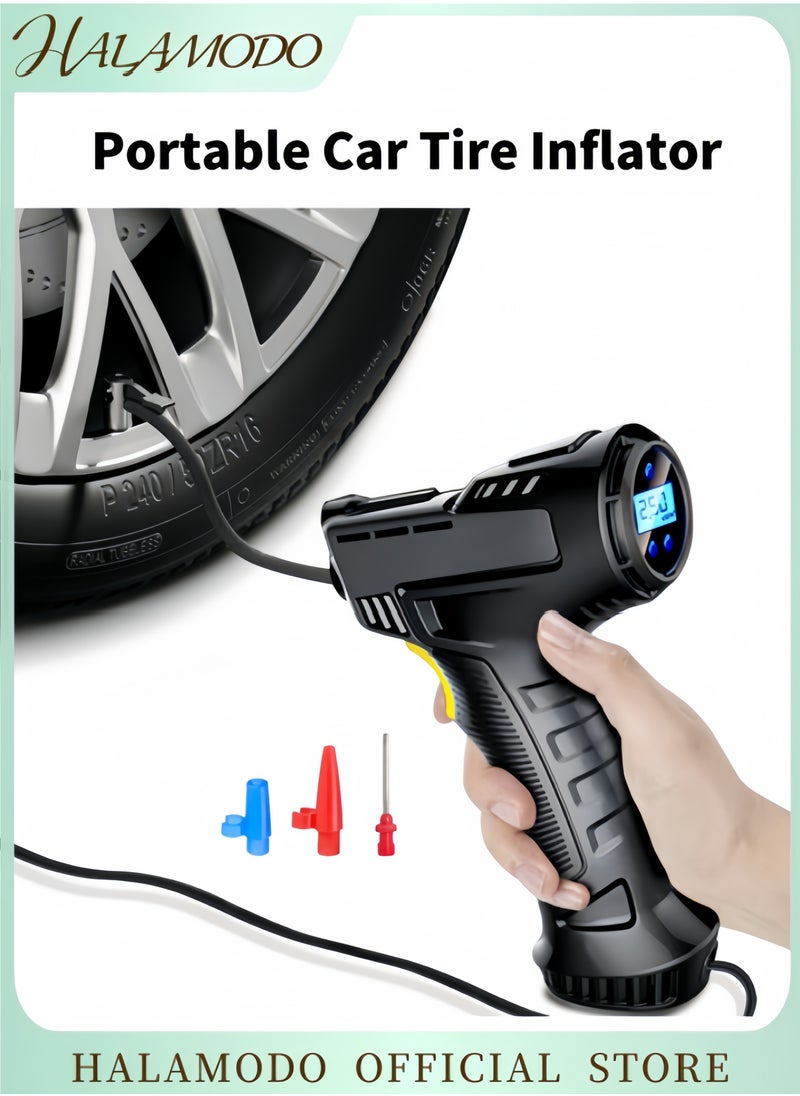 HALAMODO - Car Tire Inflator Portable Air Compressor Pump with Tire Pressure Detection Preset and Auto Shut off 12V Up to 150 PSI Tire Pump with Digital Pressure Gauge & LED Light - Image 1