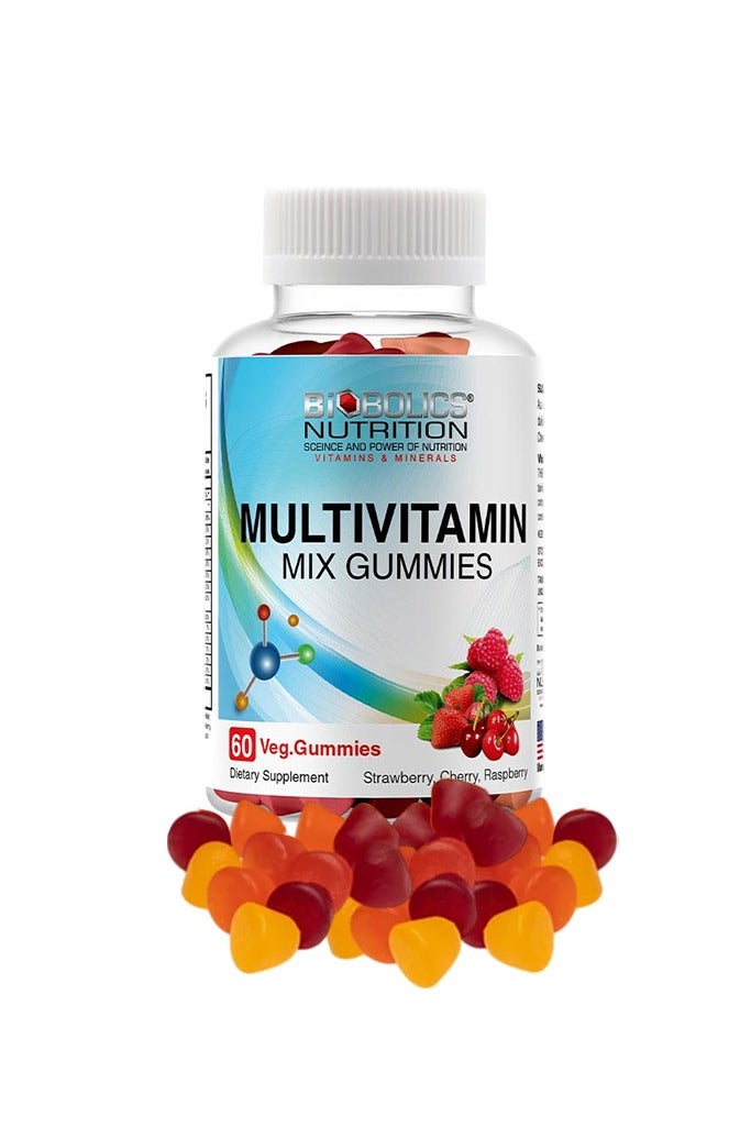 MULTIVITAMIN MIX STRAWBERRY AND CHERRY AND RASPBERRY 60 VEG GUMMIES