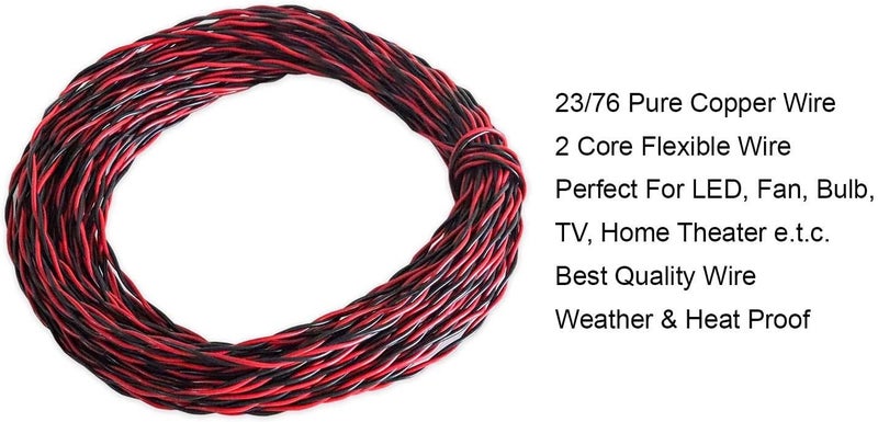 SP Electron 0.75mm Double Core Flexible Copper Wire Cable For Household Red, Black (Pack of 20Mtr) - Image 4