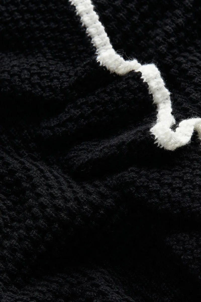 H&M Frill-Trimmed Textured-Knit Jumper