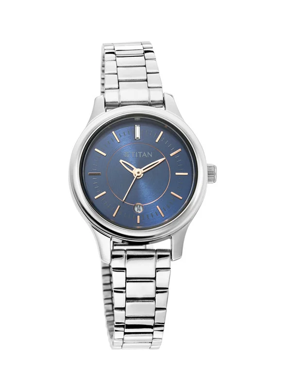 TITAN Titan Quartz Analog with Date Blue Dial Metal Strap Watch for Women