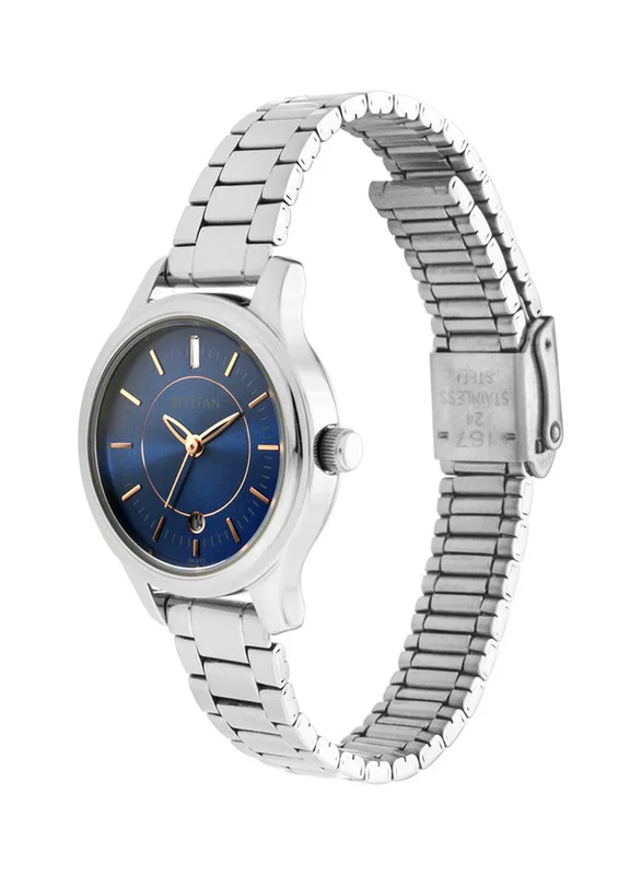TITAN Titan Quartz Analog with Date Blue Dial Metal Strap Watch for Women