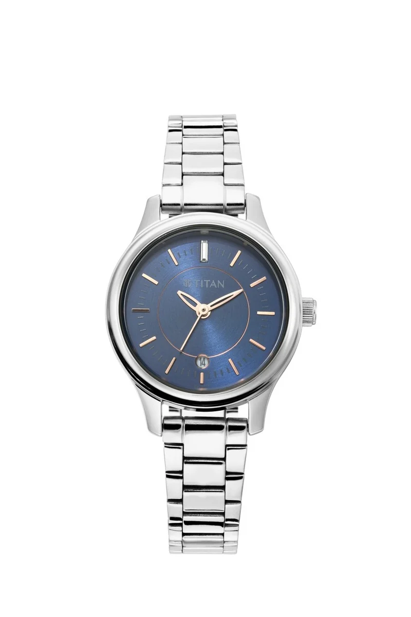TITAN Titan Quartz Analog with Date Blue Dial Metal Strap Watch for Women