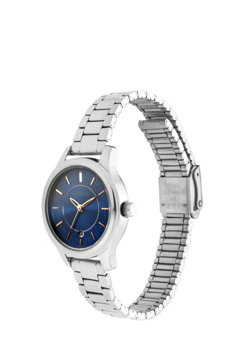 TITAN Titan Quartz Analog with Date Blue Dial Metal Strap Watch for Women