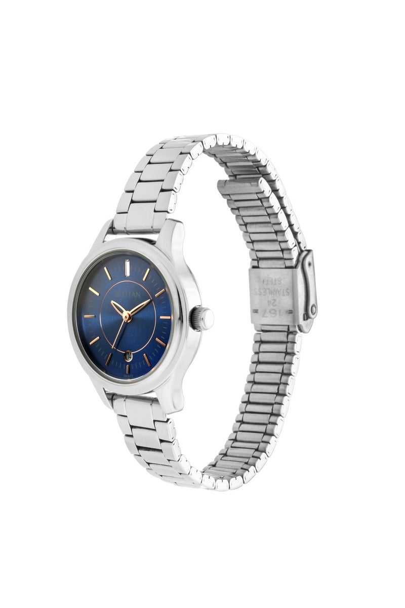 Titan Quartz Analog with Date Blue Dial Metal Strap Watch for Women - Image 3