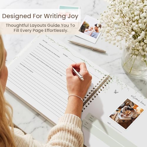 Braveriky Keepsake Baby Memory Book for Boys and Girls - First 5 Year Baby Book - Monthly Milestone Book - Gender Neutral Journal Scrapbook Photo Album from Birth to Age 5 - Baby Shower & New Mom Gift, Forest - Image 5