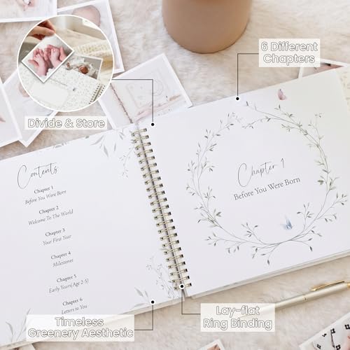 Braveriky Keepsake Baby Memory Book for Boys and Girls - First 5 Year Baby Book - Monthly Milestone Book - Gender Neutral Journal Scrapbook Photo Album from Birth to Age 5 - Baby Shower & New Mom Gift, Forest - Image 2