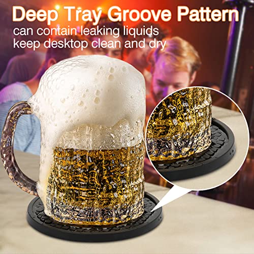 CAETOUNG 3 Pack Silicone Coasters for Drinks, Thickened Black Coaster with Deep Tray Grooved Design Cup Mat, Washable Heat Resistant Durable Non-Slip Coasters for Coffee Table Wooden Desk Kitchen Bar - Image 3