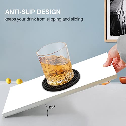 CAETOUNG 3 Pack Silicone Coasters for Drinks, Thickened Black Coaster with Deep Tray Grooved Design Cup Mat, Washable Heat Resistant Durable Non-Slip Coasters for Coffee Table Wooden Desk Kitchen Bar - Image 4