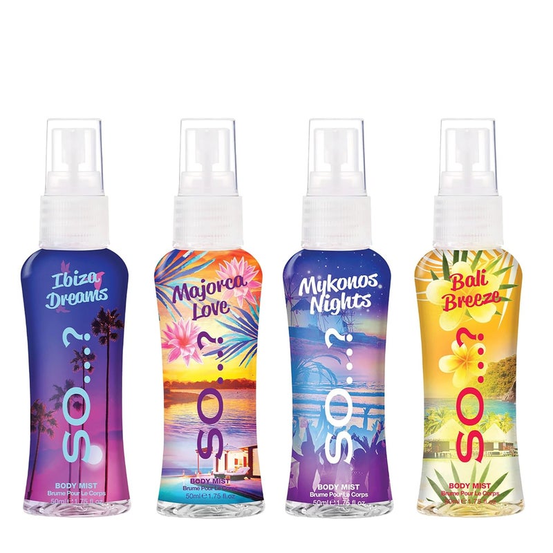 So..? So Escapes Body Mist Set Perfumes for Women Everyday Body Spray for Women Vegan Cruelty Free Fragrances Travel Size Gift Set 4 pcs - Image 2