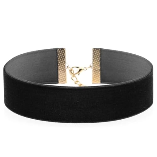 Doubnine Thick Black Choker Velvet Plain Collar Wide Necklace Gothic Jewelry Gift (0.8") (0.8") - Image 1