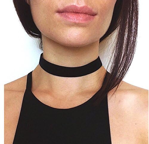 Doubnine Thick Black Choker Velvet Plain Collar Wide Necklace Gothic Jewelry Gift (0.8") (0.8") - Image 3