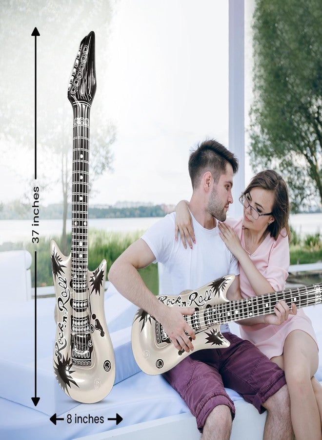 Vaulted Skulls & Co Inflatable Guitar | Blow Up Guitar | Guitar Prop | Guitar Party Decorations | Silver | 37 Inches - Image 2