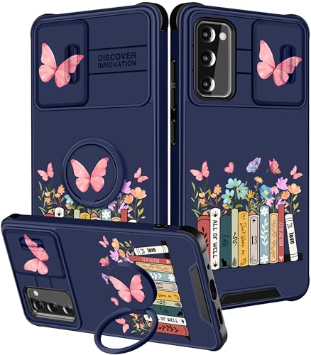 Funermei for Samsung Galaxy S20 FE Case - Women Cute Girls Flower Books Cover Girly Pretty Colorful Butterfly Design with Camera Cover Ring Stand Funda for Galaxy S20 FE 5G Phone Case - Image 1