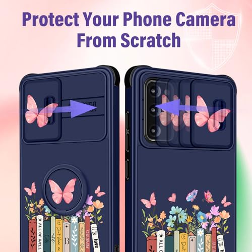 Funermei for Samsung Galaxy S20 FE Case - Women Cute Girls Flower Books Cover Girly Pretty Colorful Butterfly Design with Camera Cover Ring Stand Funda for Galaxy S20 FE 5G Phone Case - Image 4