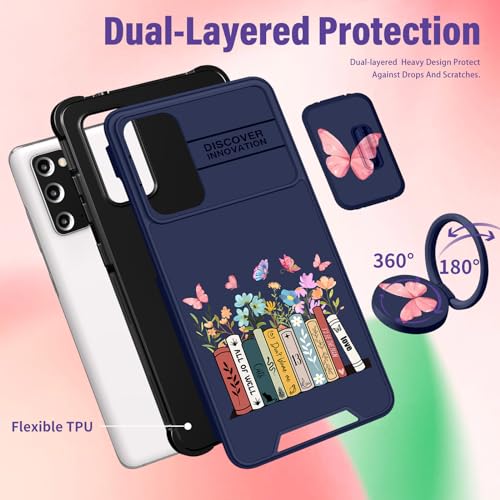 Funermei for Samsung Galaxy S20 FE Case - Women Cute Girls Flower Books Cover Girly Pretty Colorful Butterfly Design with Camera Cover Ring Stand Funda for Galaxy S20 FE 5G Phone Case - Image 5