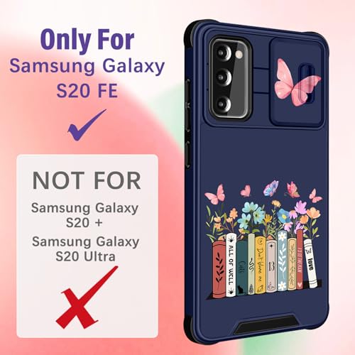 Funermei for Samsung Galaxy S20 FE Case - Women Cute Girls Flower Books Cover Girly Pretty Colorful Butterfly Design with Camera Cover Ring Stand Funda for Galaxy S20 FE 5G Phone Case - Image 2