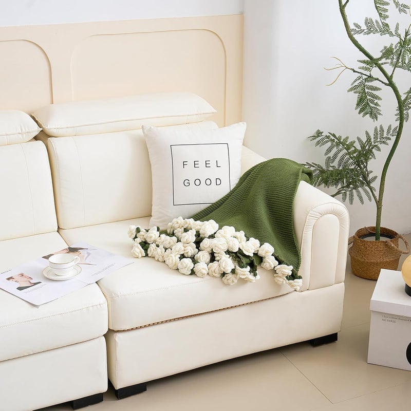 Longhui bedding بطانية لونغهوي للفراش مطرزة يدوياً بباقة الزنبق - بطانية أفغانية خفيفة بقطر 40 بوصة، هدية أنيقة وذات معنى لها، الزوجة، أو الأم، مثالية ليوم الأم، الزفاف وعيد الحب - Image 2