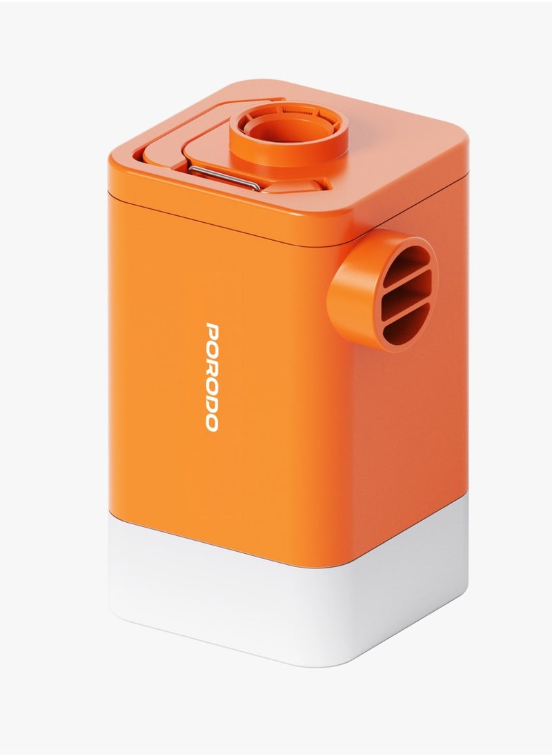 porodo 4-Function Portable Pump / Inflate / Deflate / Light / Power Bank / Compact & Lightweight / Camping / Outdoor - Orange  - Image 1