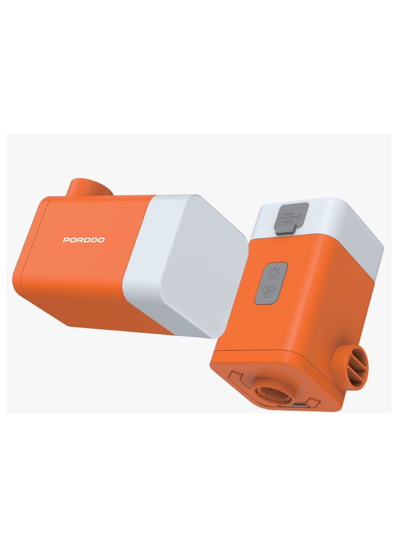 porodo 4-Function Portable Pump / Inflate / Deflate / Light / Power Bank / Compact & Lightweight / Camping / Outdoor - Orange  - Image 4