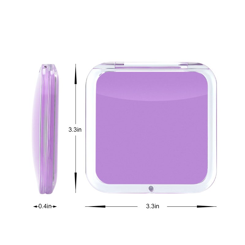 Santoo Compact 15X Magnifying Makeup Mirror For Travel  Small Pocket Mirror-Handheld  Foldable & Portable 2-Sided With 15X Magnifying And 1X Mirror For Purses - Square 3.3 X 3.3 Inch (Purple) - Image 3