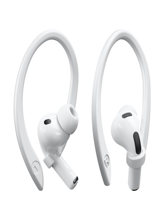 ICARERSPACE 2 Pairs Ear Hooks Compatible with AirPods Pro 3/2/1, AirPods 1/2/3, [M & L Size Pairs] Upgraded Full Button Access Ear Hooks for AirPods 1, 2, 3, 4,Pro, Pro 2, Pro 3 - White - Image 1