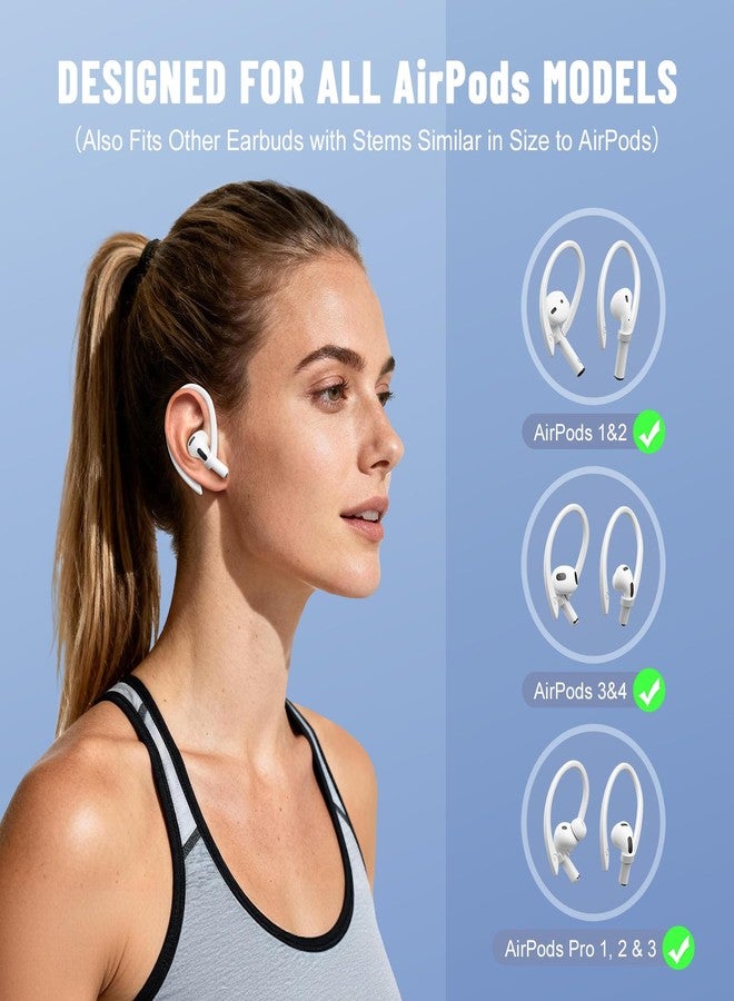 ICARERSPACE 2 Pairs Ear Hooks Compatible with AirPods Pro 3/2/1, AirPods 1/2/3, [M & L Size Pairs] Upgraded Full Button Access Ear Hooks for AirPods 1, 2, 3, 4,Pro, Pro 2, Pro 3 - White - Image 5
