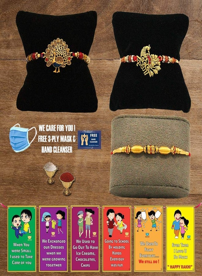 BOGATCHI R3R-7 Designer Rakhi for Brother, Rakhi Set of 3, Royal Rakhi Set- 3, Set of 3 Beautiful Rakhi for Bhai - Image 1