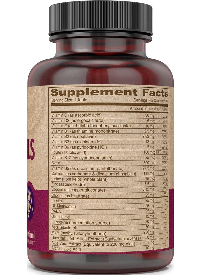 Deva Vegan Vitamins Hair Nails & Skin Supplement With 500 Mcg Of Biotin Per Tablet 90 Tablets - Image 4