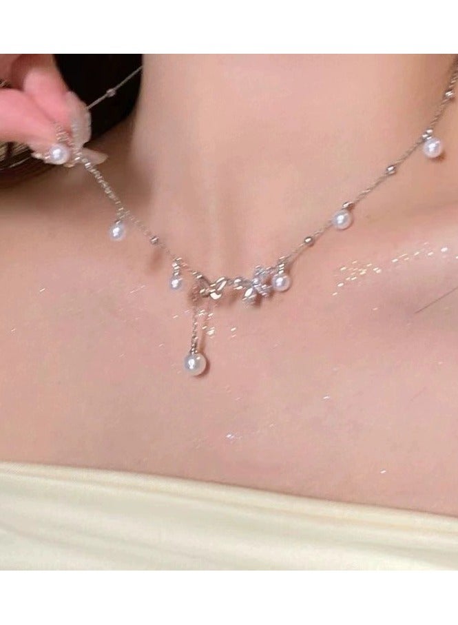 Goolsky Pearl Tassel Pendant Necklace – French-Inspired Sweet Chic Collarbone Chain for Women - Image 4