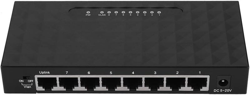 comfrt 8 Ports Hundred Meg Smart Switch , High Performance Network VLAN Hub Desktop Switch Plug and Play,Sturdy Metal Shielded Ports (Black)(us) - Image 1