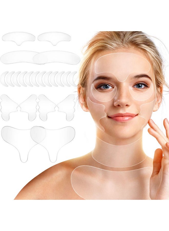 Patelai - 22 Pcs Reusable Face And Forehead Wrinkles Patches Overnight Silicone Chest Patches Neck Wrinkle Patches Pad Eyelid Lifter Strips For Face Forehead Neck Decollete Cheek Eye Pads Beauty - Image 1