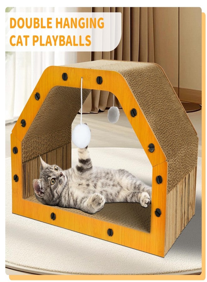 TIMIEEYA Cardboard Cat House - Large Cardboard Cat Scratcher Cozy Cats Lounger as Tunnel and Sofa, Cat Scratcher for Indoor Cats, Safe & Secure - Image 4