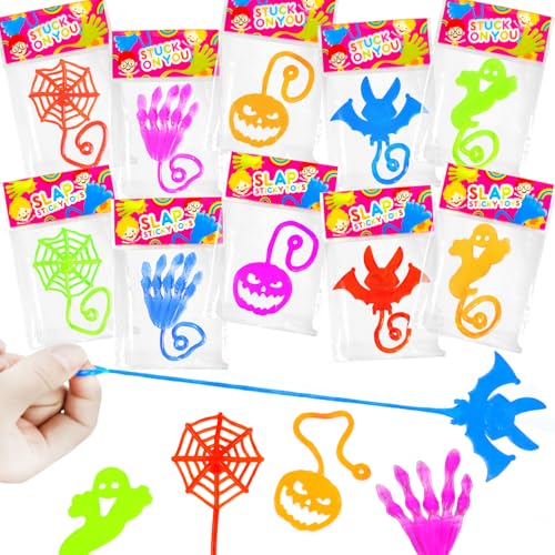 Leetous Halloween Toys Gifts Bulk for Kids 100PCS Sticky Hands Treats Non Candy Party Favors for Toddlers Bulk Halloween Birthday Basket Goody Bag Stuffer Fillers Classroom Prizes Giveaways Handouts Ideas - Image 1