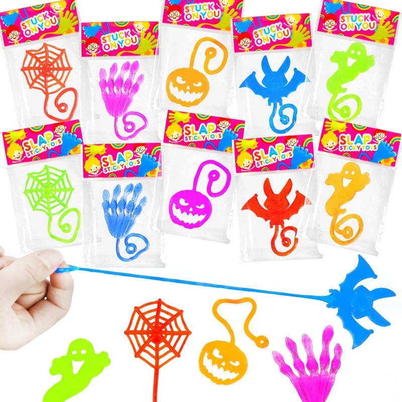 Leetous Halloween Toys Gifts Bulk for Kids 100PCS Sticky Hands Treats Non Candy Party Favors for Toddlers Bulk Halloween Birthday Basket Goody Bag Stuffer Fillers Classroom Prizes Giveaways Handouts Ideas - Image 2