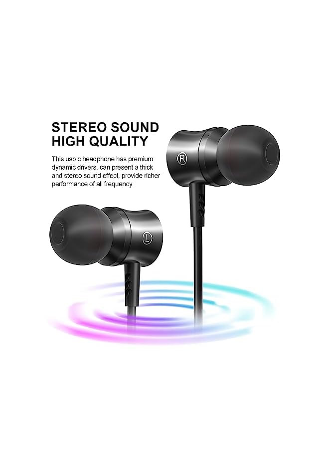 erorex سماعات رأس USB C متوافقة مع Samsung Galaxy S23 S22 S21 S20 Fe 5G سماعات أذن مع ميكروفون وعزل الضوضاء سماعات أذن سلكية ستيريو USB Type C سماعات أذن لهاتف Pixel 7 Pro 6A - Image 2