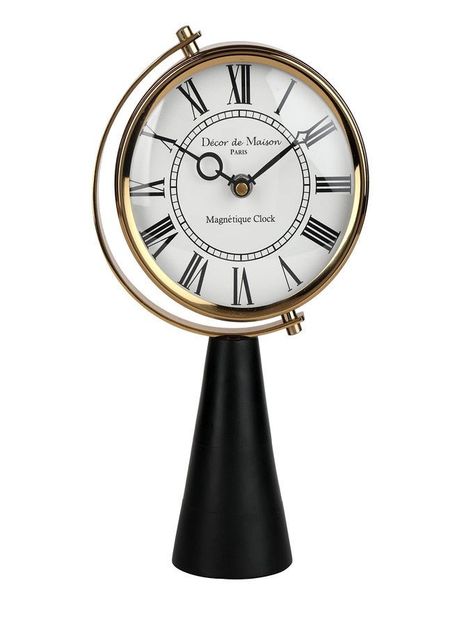 Decor de Maison Handcrafted Wood's Pedestal Table Analog Clock For Home Decor And Table Decor Analog Clock For Living Room Bedroom Study Table And Office Desk (12 Inch Height),Gold - Image 4
