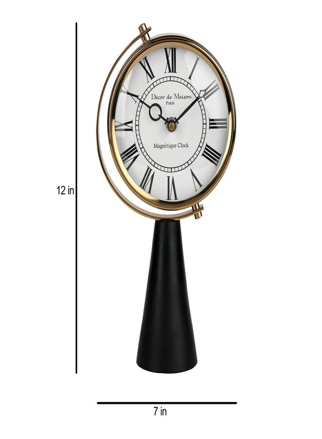 Decor de Maison Handcrafted Wood's Pedestal Table Analog Clock For Home Decor And Table Decor Analog Clock For Living Room Bedroom Study Table And Office Desk (12 Inch Height),Gold - Image 2