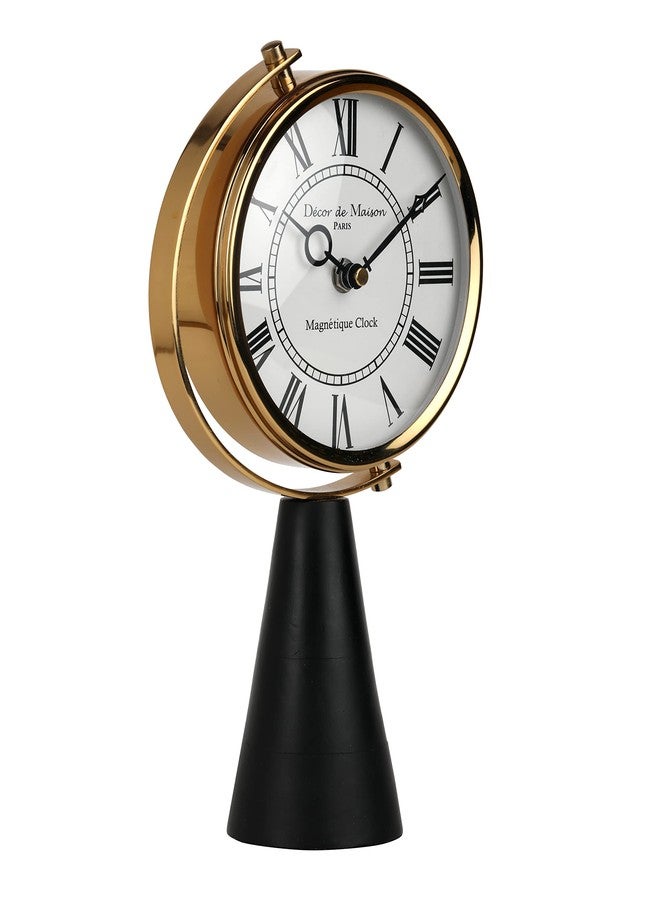 Decor de Maison Handcrafted Wood's Pedestal Table Analog Clock For Home Decor And Table Decor Analog Clock For Living Room Bedroom Study Table And Office Desk (12 Inch Height),Gold - Image 5