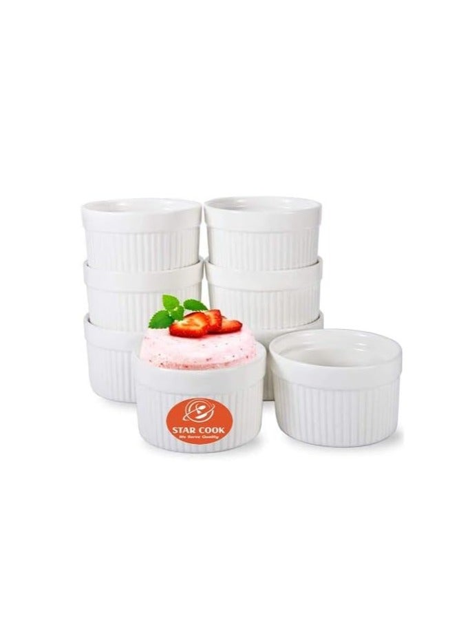 Star Cook 4 oz Ramekins for Creme Brulee Porcelain Ramekins Oven Safe, Classic Style Ramekins for Baking Souffle Ramekins Bowls, Set of 6 - Image 1